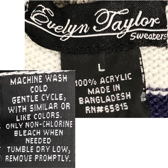 Evelyn Taylor Sweater L Stripe Hooded - Picture 7 of 8